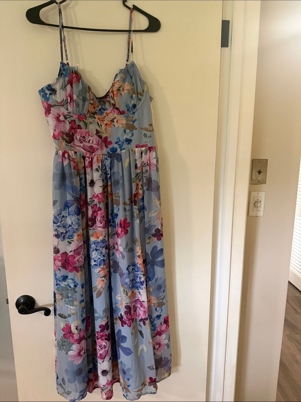 Lulu's Light Blue Floral Spaghetti Strap Dress